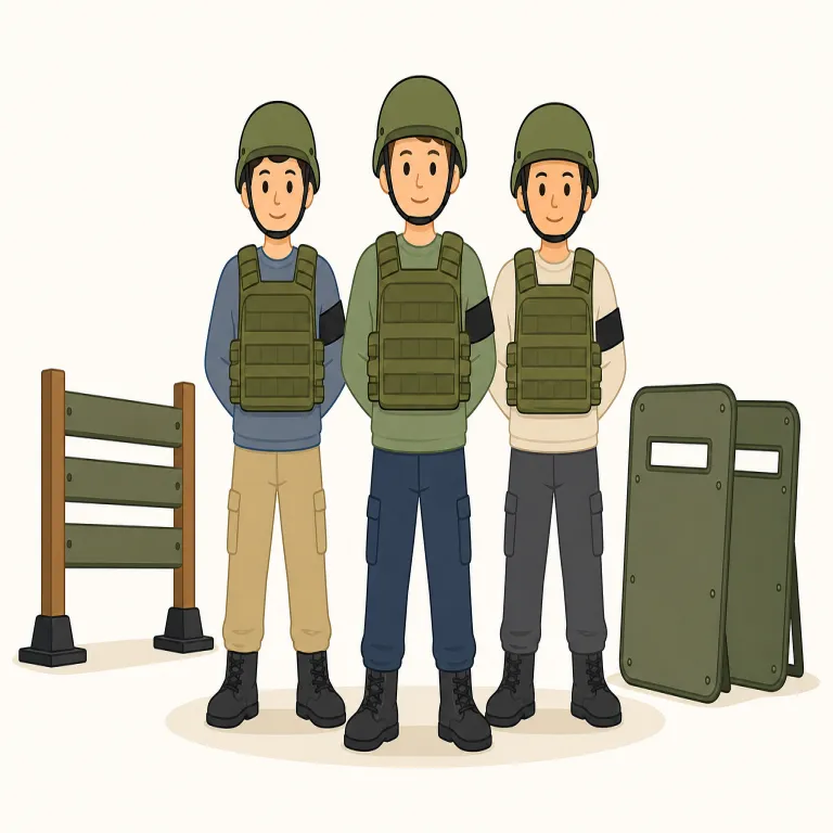 paramilitary（準軍事的な・形容詞）の覚え方イラスト — paramilitary は para-「そばに・準じて」と military「軍の」が合わさった形容詞です