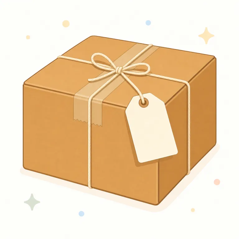 parcel（小包・名詞）の覚え方イラスト — parcel の「小包」は、郵便や配送で一つに包まれて送られる荷物を指します
