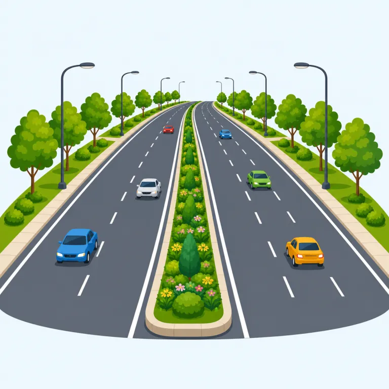 parkway（幹線道路・noun）の覚え方イラスト