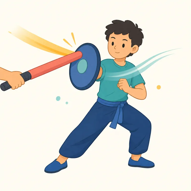 parrying（受け流す・動詞）の覚え方イラスト — まず剣のやり取りの場面で覚えると定着しやすい語です