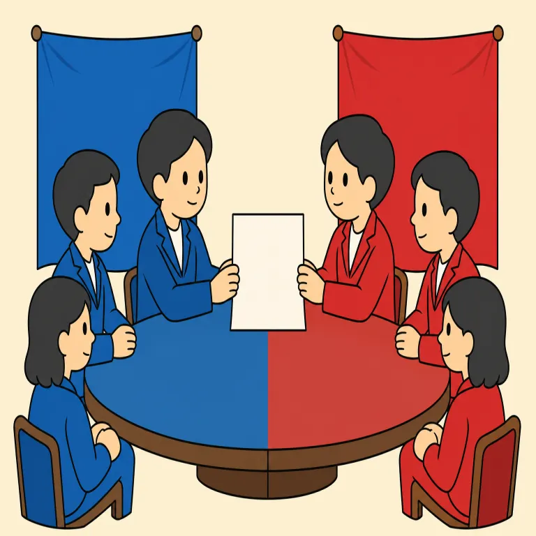 party（当事者、政党・noun）の覚え方イラスト