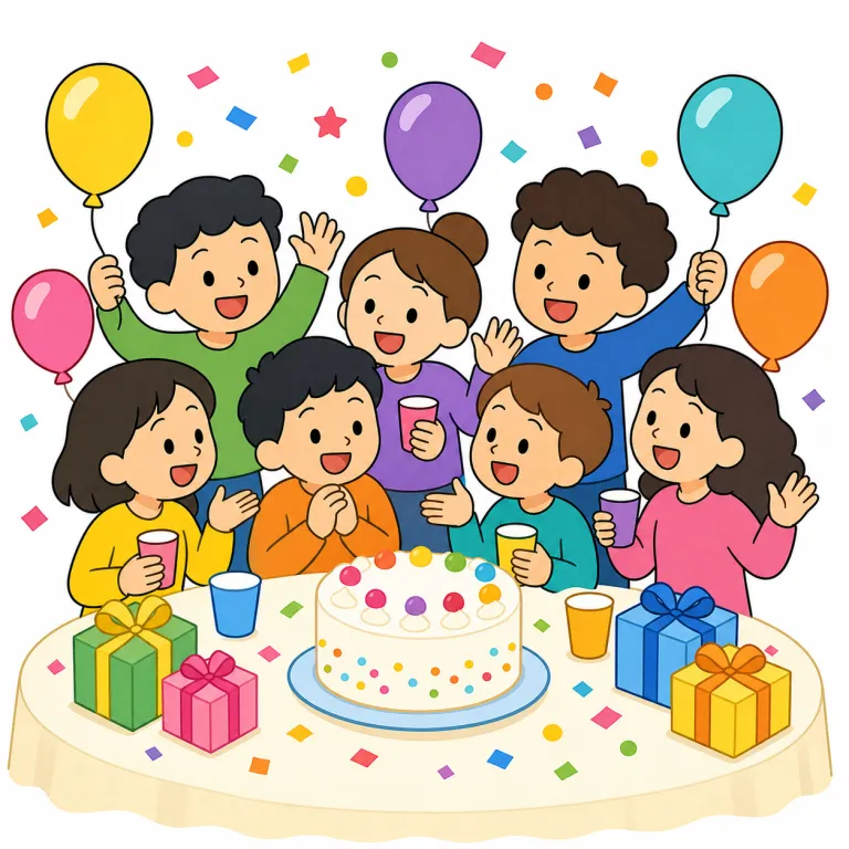 party（パーティー、会・noun）の覚え方イラスト