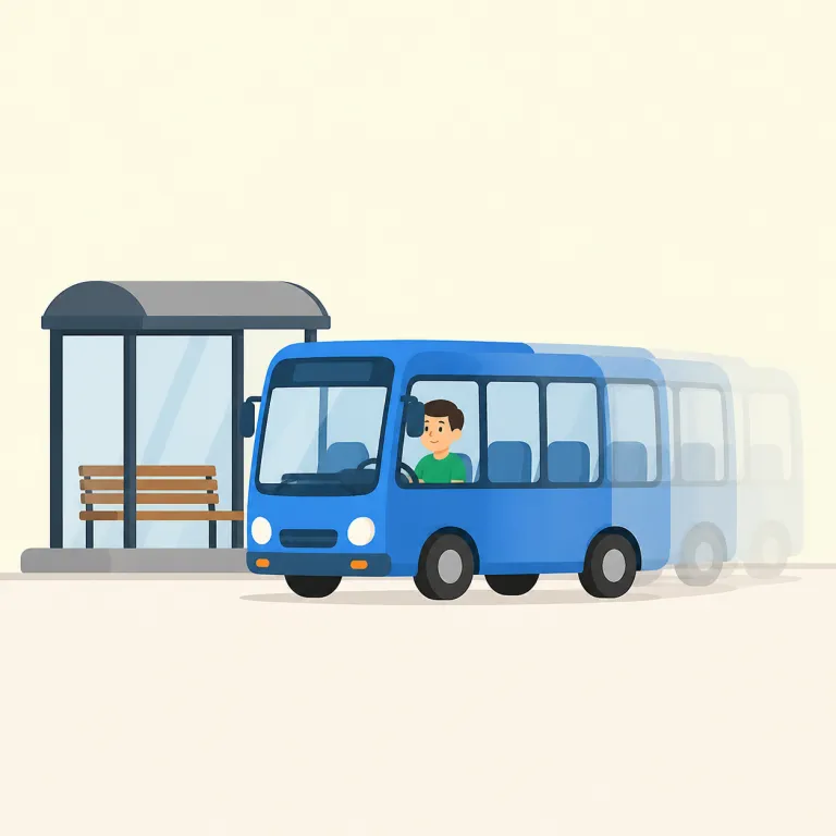 pass by（通り過ぎる、過ぎていく・句動詞）の覚え方イラスト — passを「通る」、byを「そばを」と分けると覚えやすい句動詞です