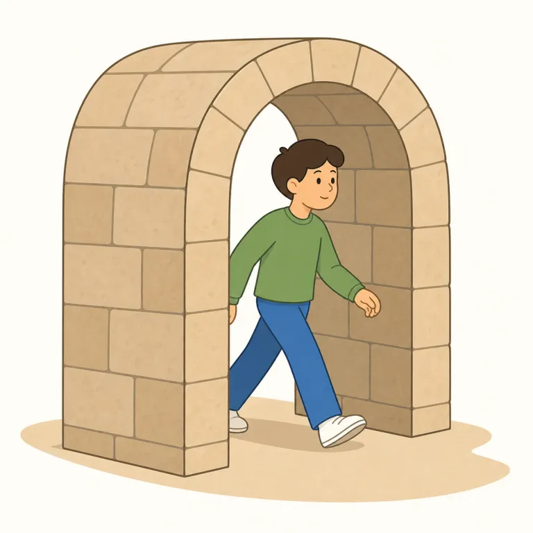 pass through（通過する・句動詞）の覚え方イラスト — pass through は、場所や区域の中を進んで向こう側へ出る「通過する」という意味です