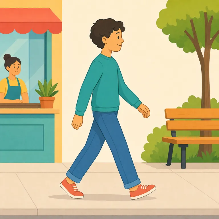 passerby（通行人・名詞）の覚え方イラスト — pass by「そばを通る」を人の名にした語と考えれば、passerby「通りすがりの人」につながります