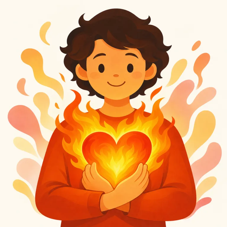 passion（情熱・名詞）の覚え方イラスト — passion は、対象に心を強く動かされる激しい感情としての「情熱」を表します
