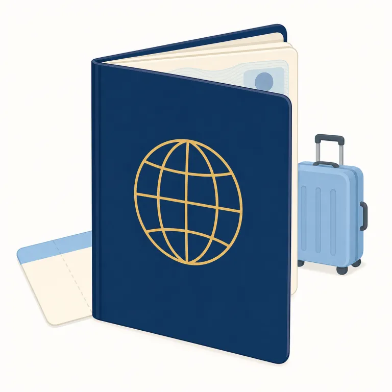 passport（パスポート・名詞）の覚え方イラスト — pass＋port と見て、まずは『通るためのもの』という感覚を持つと覚えやすいです