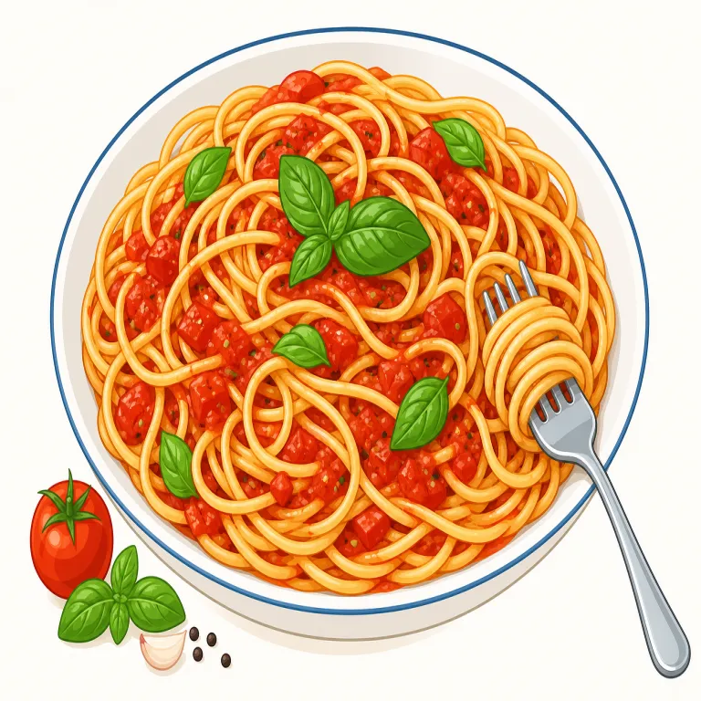 pasta（パスタ・名詞）の覚え方イラスト — このエントリの pasta は、基本義の「スパゲッティなどの麺類」とは別に、外来語としての「パスタ」という呼び方そのものを意識して覚える