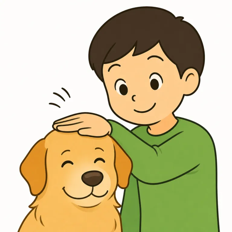 pat（軽くたたくこと、ポンとたたくこと・noun）の覚え方イラスト