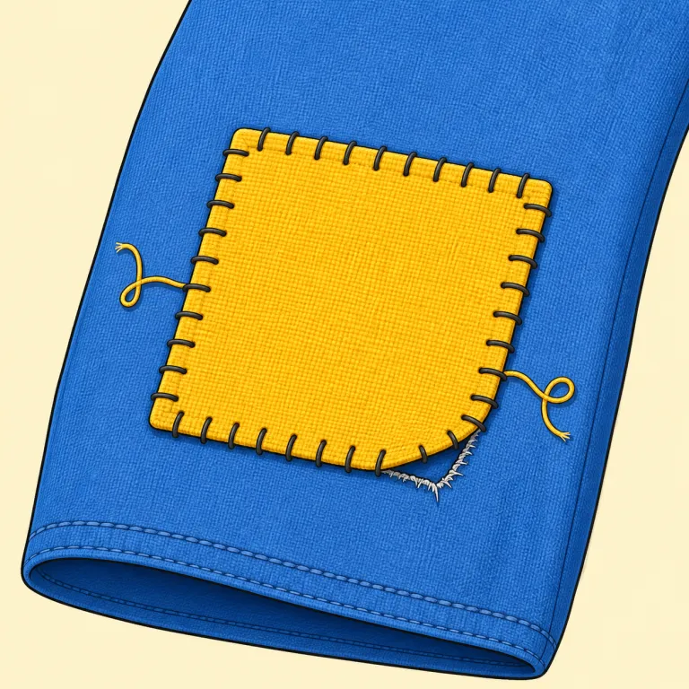 patch（つぎ当て、補修布・noun）の覚え方イラスト