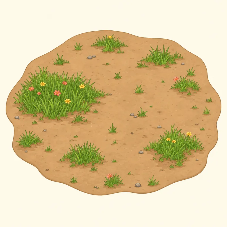 patchily（まばらに・副詞）の覚え方イラスト — patch「布のつぎ、一区画」を手掛かりに、patchy は「つぎはぎ状の」、patchily は「つぎはぎのようにまばらに」と覚えるとよい
