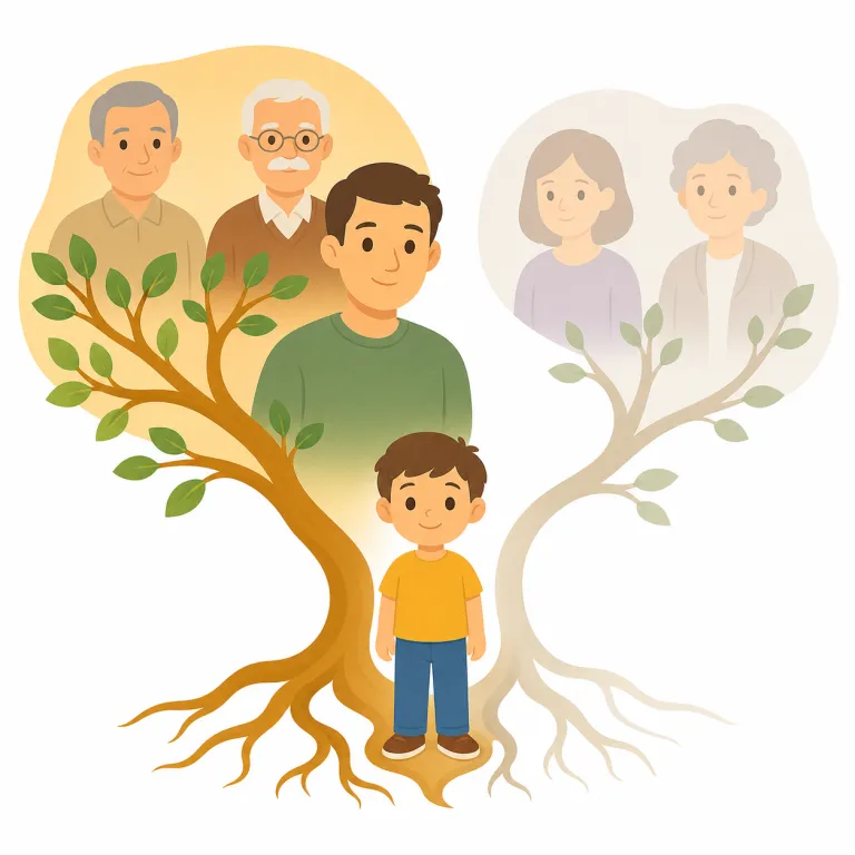 paternal（父方の・adjective）の覚え方イラスト