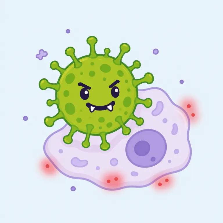pathogen（病原体・名詞）の覚え方イラスト — 覚える軸は「病気そのもの」ではなく「病気を起こす側」