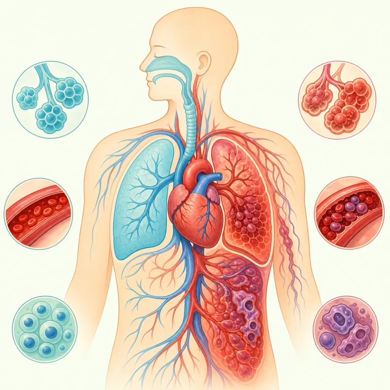 pathophysiological（病態生理学的・形容詞）の覚え方イラスト — まず physiological（生理学的）を知っていると覚えやすく、そこに patho- が付いて「病気が体の機能にどう影響するか」という方向へ意味がず…