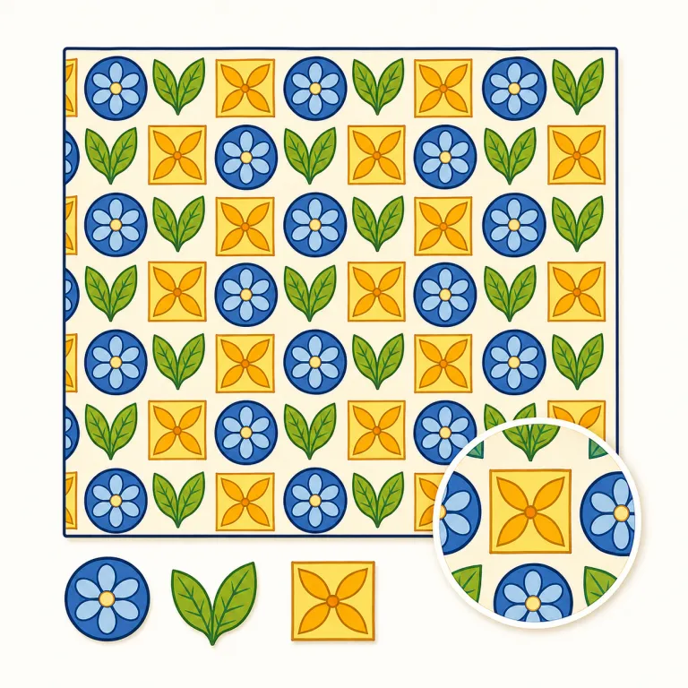 pattern（模様、柄、パターン、型・名詞）の覚え方イラスト — w46672 の pattern は、まず手で触れたり目で確認したりできる「柄」や「型」と結びつける
