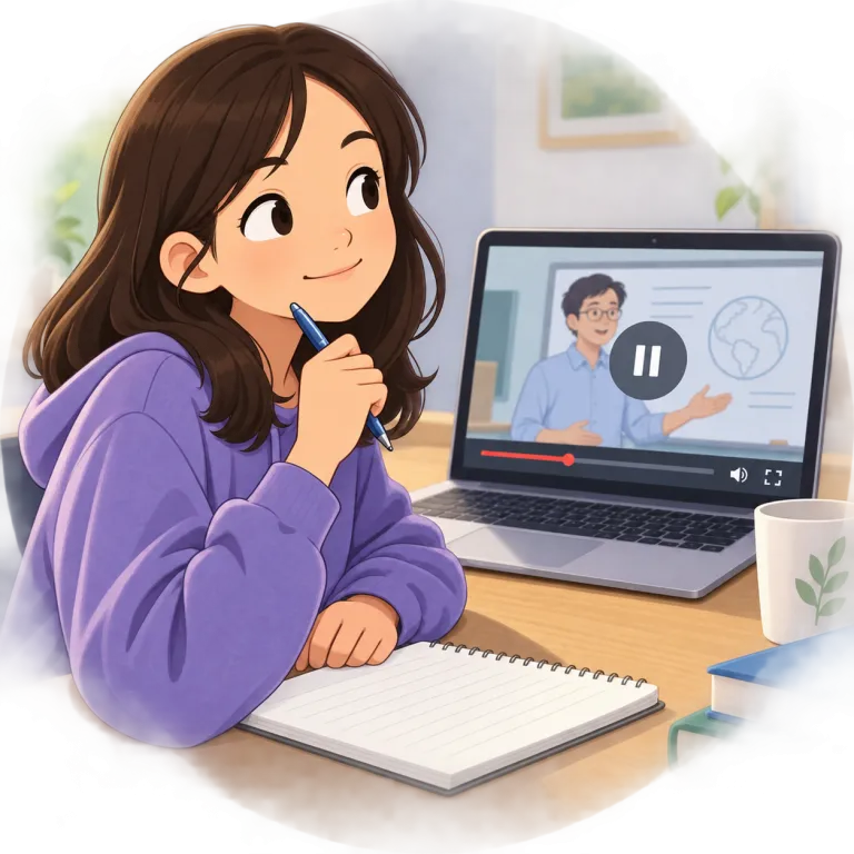 pause（一時停止する・verb）の覚え方イラスト