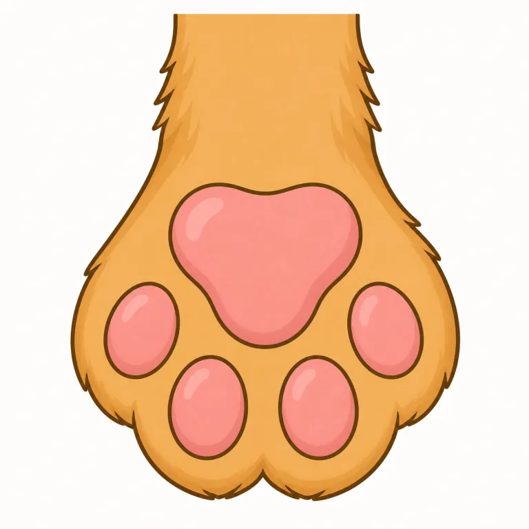 paw（（動物の）足・名詞）の覚え方イラスト — paw は「動物の手足の先端」として、丸い肉球や爪のある部分をイメージすると定着します