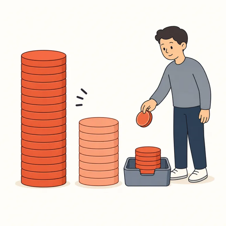pay down（（借金などの）残高を減らす、繰り上げ返済する・句動詞）の覚え方イラスト — この意味では、`pay` は「払う」、`down` は数字や残高が下へ下がる方向を示すと考えると自然です
