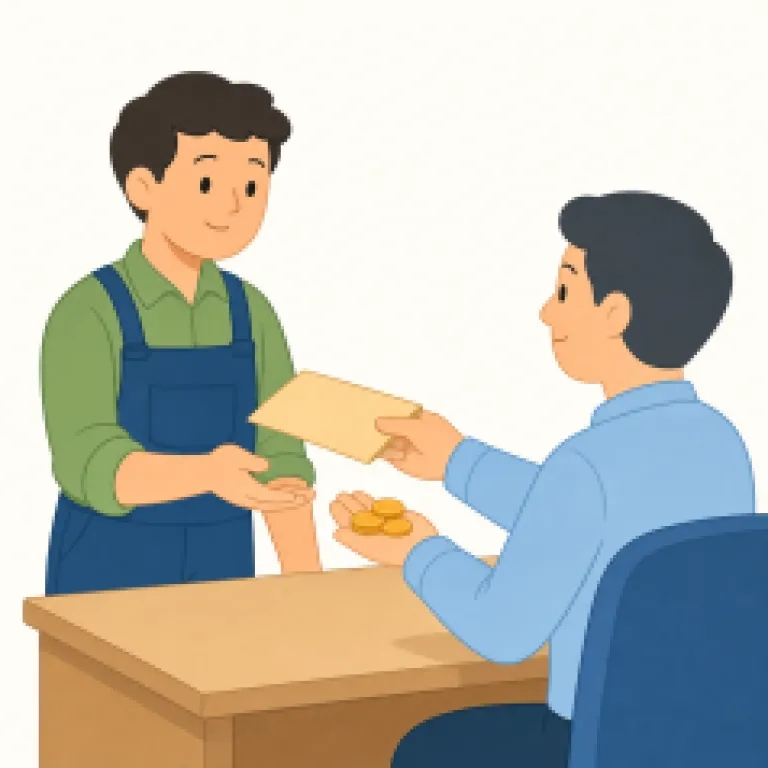 pay（給料、賃金・noun）の覚え方イラスト