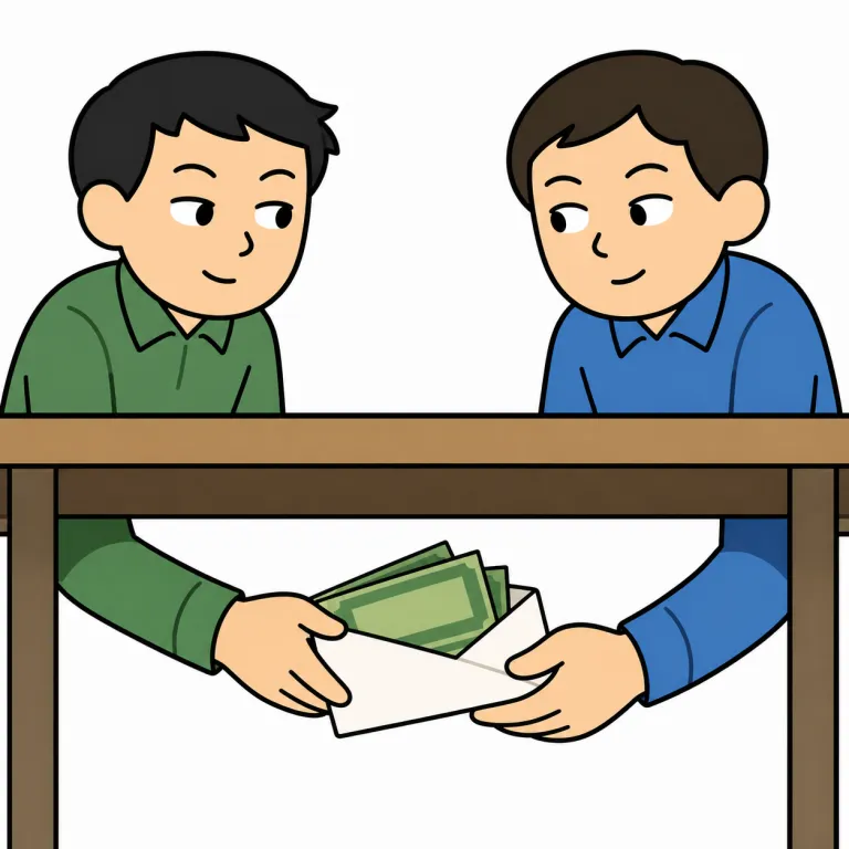payoff（賄賂・noun）の覚え方イラスト