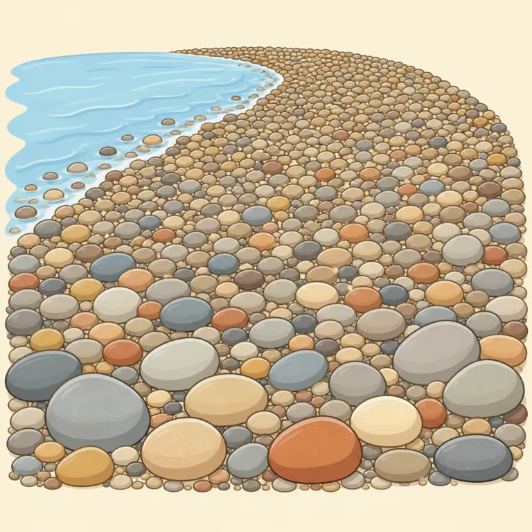 pebbly（小石のような・形容詞）の覚え方イラスト — pebble「小石」を知っていれば、-y は rainy, muddy と同じく「〜だらけの・その感じの」