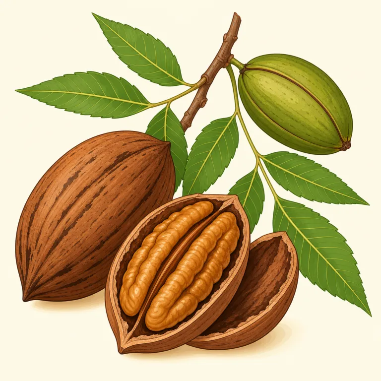 pecan（ピーカンナッツ、またその木・名詞）の覚え方イラスト — まず nut の仲間として覚え、具体的な場面を「pecan pie」で固定すると残りやすい語です