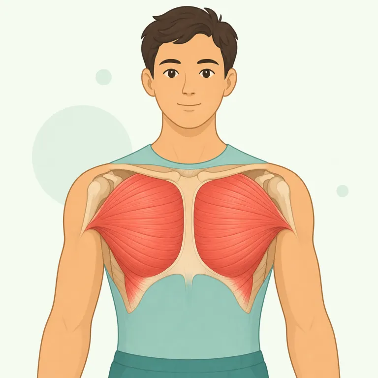 pectoralis（胸筋・名詞）の覚え方イラスト — まず pectoral（胸の）を知っていると入りやすい語