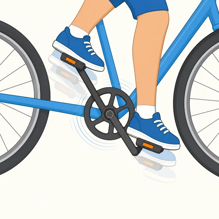 pedalling（ペダルを踏むこと・名詞）の覚え方イラスト — pedal を知っていれば、その「ペダルをこぐ」という動作を表すのが pedalling