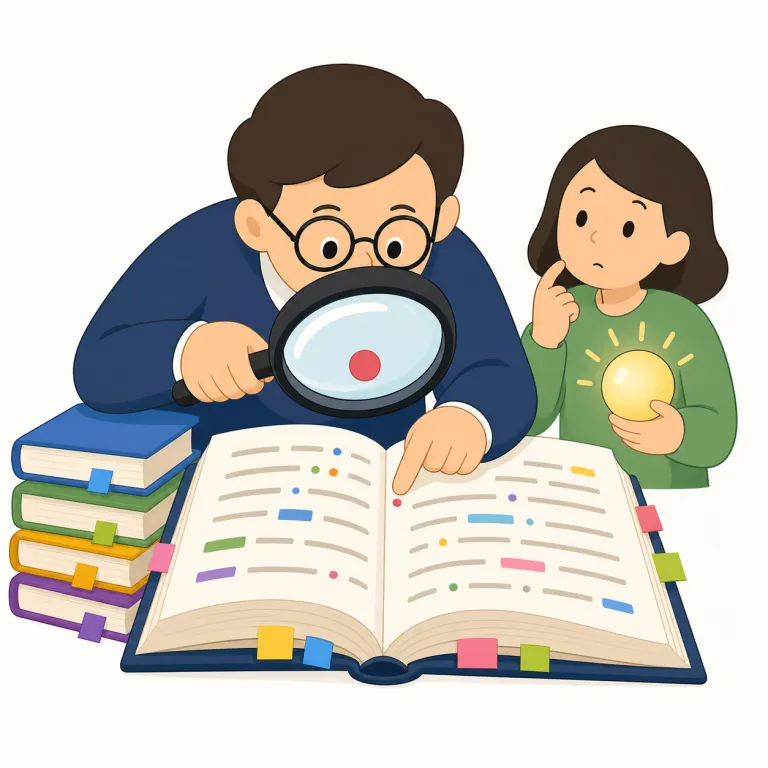 pedantry（衒学・名詞）の覚え方イラスト — まず pedant「知識をひけらかして細部にうるさい人」と pedantic「衒学的な、細かすぎる」をセットで覚えると、pedantry はその“性質・態度”だと取りやすいです