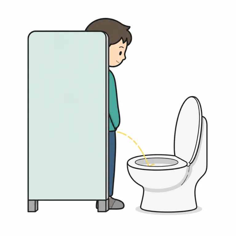 pee（小便をする・verb）の覚え方イラスト