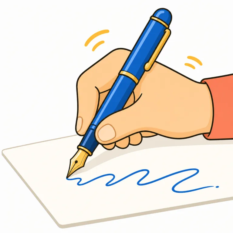pen（書く・verb）の覚え方イラスト