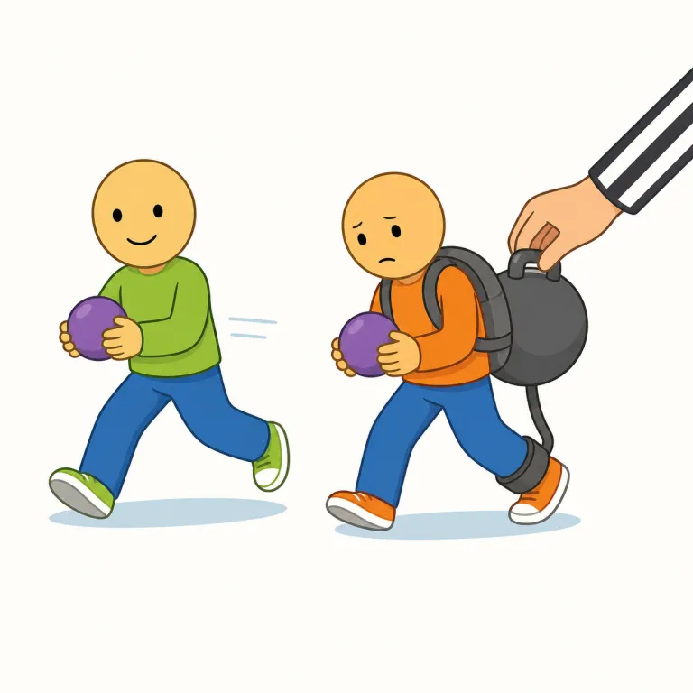 penalizing（罰する・動詞）の覚え方イラスト — penalizing は penalty「ペナルティ」を与える動作として、「罰する、処罰する」と覚えます