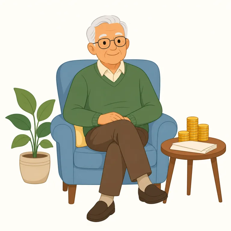 pension（年金・名詞）の覚え方イラスト — pension は「退職後にもらう定期 payment」とまとめて覚えると残りやすい語