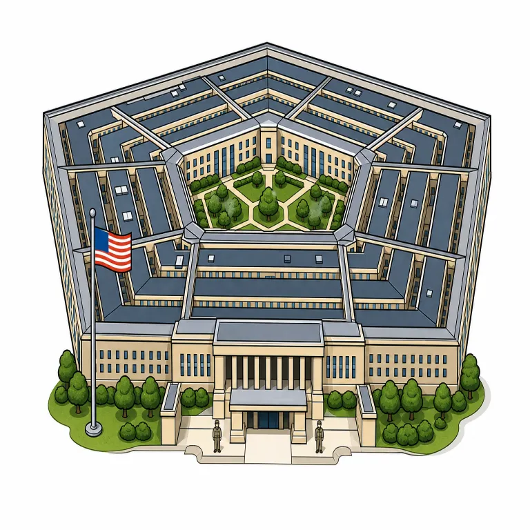 pentagon（米国防総省・noun）の覚え方イラスト