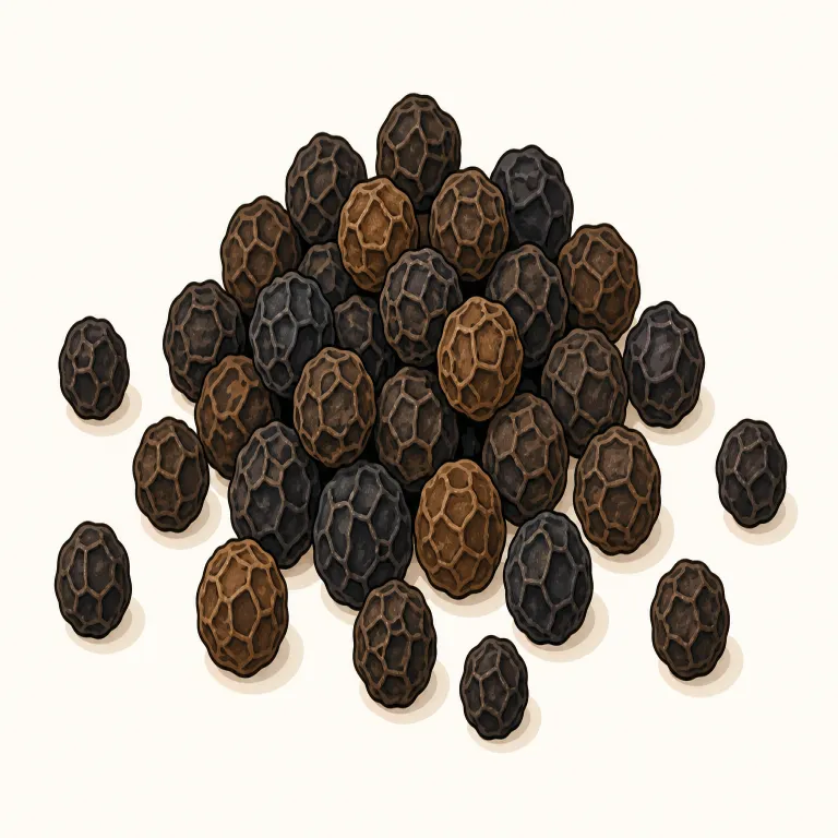 peppercorn（コショウの実・名詞）の覚え方イラスト — このエントリでは、peppercorn を調理場の「粒コショウ」そのものとしてではなく、コショウ植物から得られる小さな実・香辛料原料として捉えます