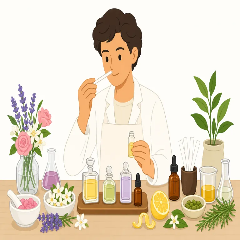 perfumer（調香師・名詞）の覚え方イラスト — perfumer は perfume に「〜する人」の -er が付いた形なので、まず「perfume を作る人」と押さえると覚えやすいです