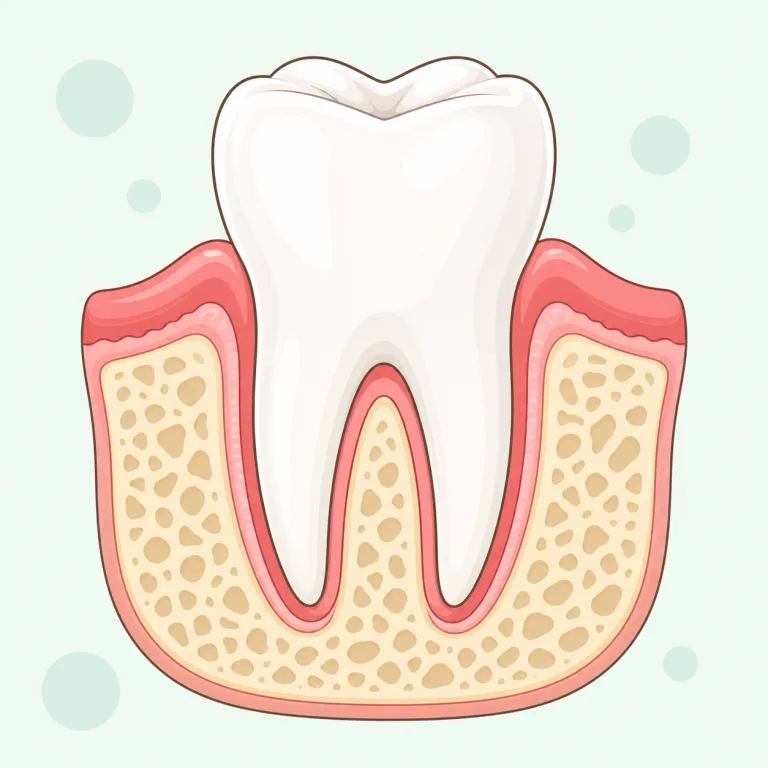 periodontal（歯周の・形容詞）の覚え方イラスト — periodontal は peri-「周囲」と dental「歯の」で切ると覚えやすい