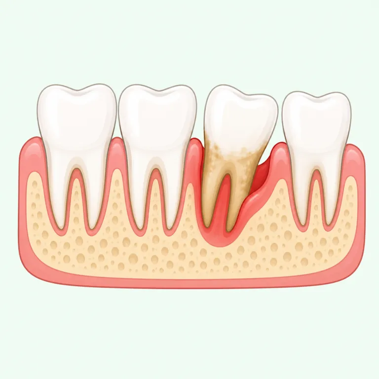 periodontitis（歯周炎・名詞）の覚え方イラスト — periodontitis は、歯科・医学で使う専門語としての「歯周炎」です