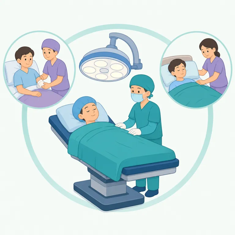 perioperative（周術期・形容詞）の覚え方イラスト — まず operative を見て「手術・処置に関わる」と押さえ、そこに peri- が付くと「その周辺をぐるっと含む」と考えると覚えやすいです