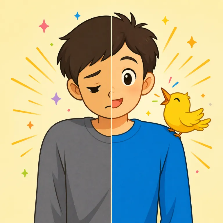 perk（元気づく、元気づける・verb）の覚え方イラスト