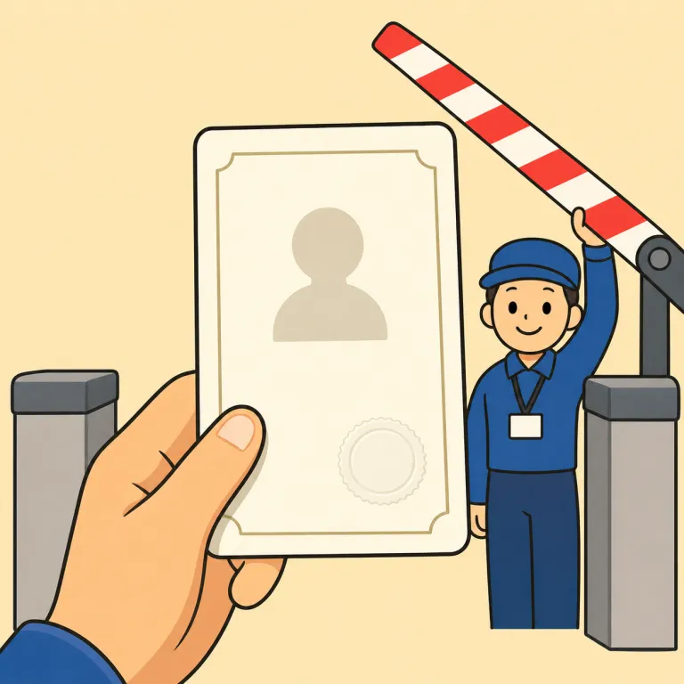 permit（許可証・noun）の覚え方イラスト
