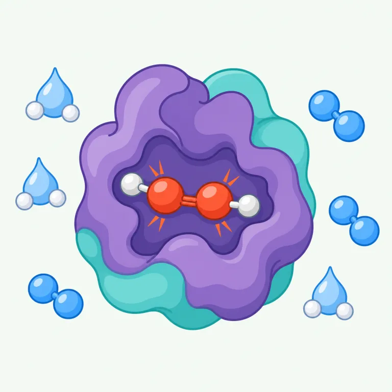 peroxidase（ペルオキシダーゼ・名詞）の覚え方イラスト — このエントリの「ペルオキシダーゼ」は、訳語として機能を説明する「過酸化酵素」ではなく、専門文献や実験手順でそのまま使われるカタカナ名として覚える