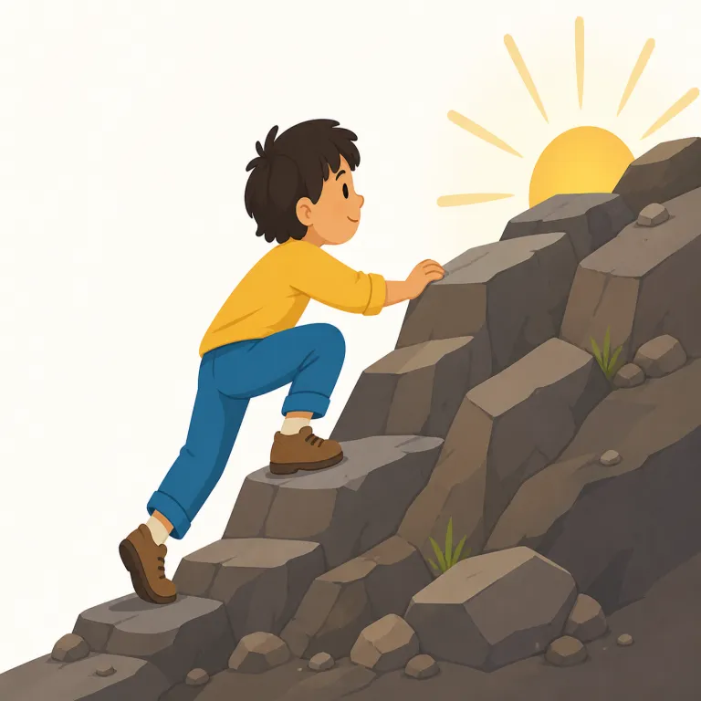 persevere（やり抜く・動詞）の覚え方イラスト — 「最後まで続けて結果を取りに行く」動詞として覚えると定着しやすいです