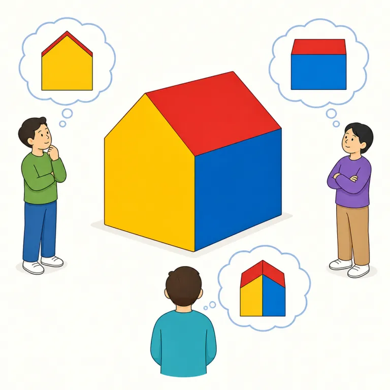 perspective（視点・名詞）の覚え方イラスト — このエントリの perspective は、考え方としての「見方」ではなく、物を見る位置や角度に近い「視点」として覚えるとよいです