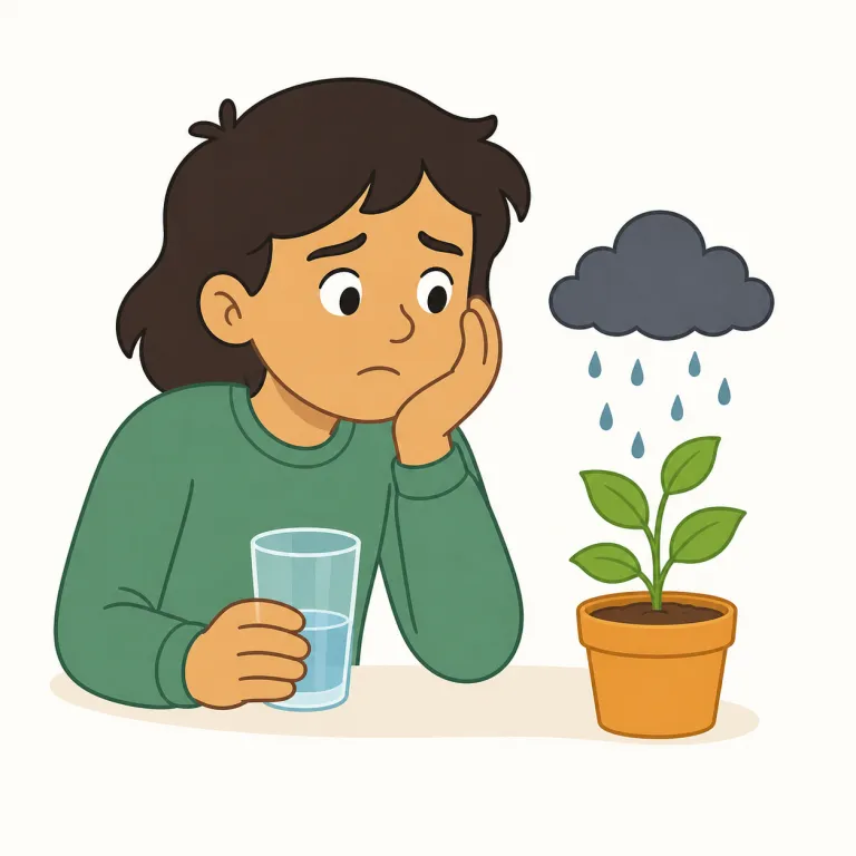 pessimism（悲観主義・名詞）の覚え方イラスト — まず反対語の optimism とセットで覚えると定着しやすい語です
