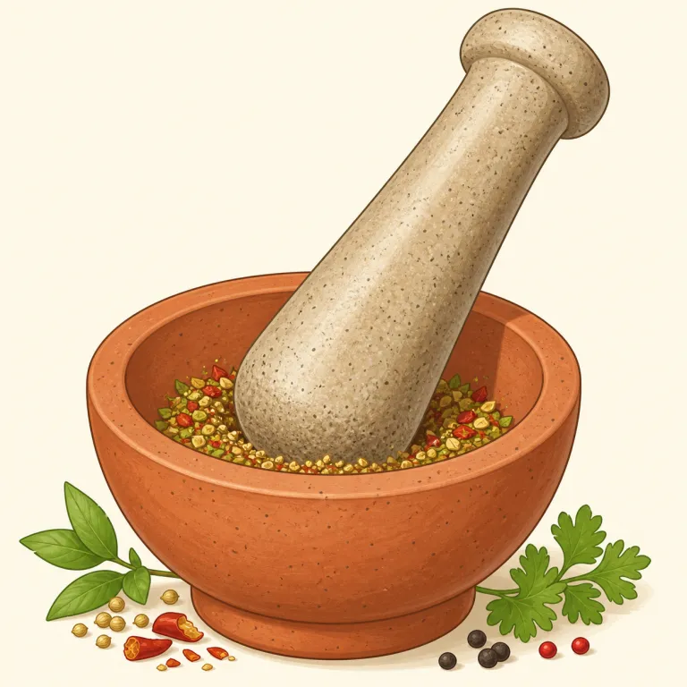 pestle（乳棒・名詞）の覚え方イラスト — この語は単独よりも `mortar and pestle`（乳鉢と乳棒）というセットで覚えるのが近道です