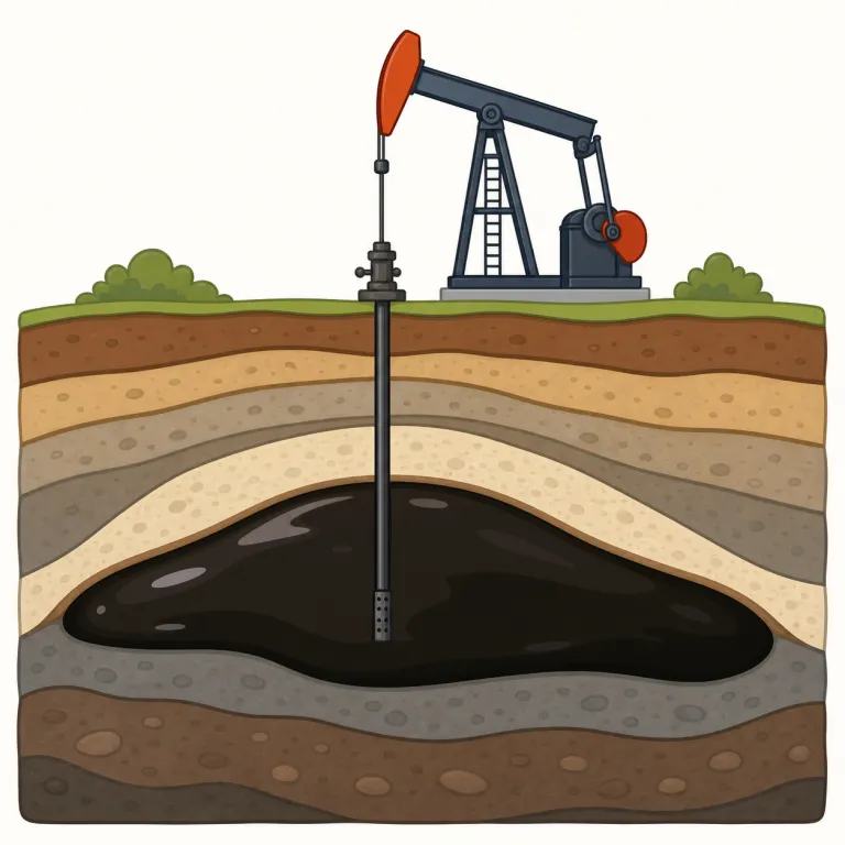 petroleum（石油・名詞）の覚え方イラスト — このエントリでは petroleum を、地下資源そのものというより、燃料・化学製品・産業を支える「石油」という広い資源名として覚えます