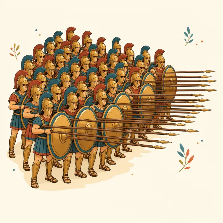 phalanx（（古代ギリシャの）密集隊形、指骨・名詞）の覚え方イラスト — 核は「ぎっしり整列した列」
