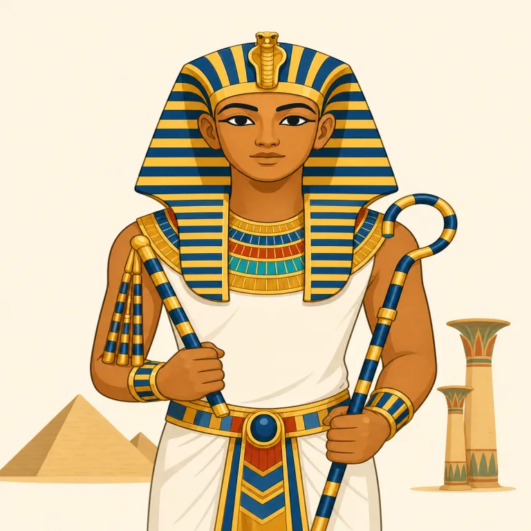 pharaoh（古代エジプト王・名詞）の覚え方イラスト — pharaoh は king の一種ですが、普通の「王」ではなく ancient Egypt に結びつく特別な称号として覚えます