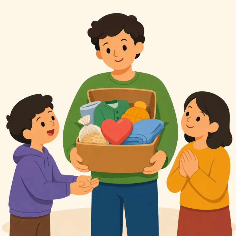 philanthropist（慈善家・名詞）の覚え方イラスト — まず philanthropy（慈善活動）とセットで覚えると定着しやすいです